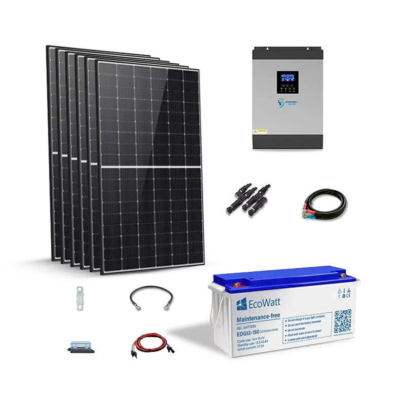 Kit solaire 10kw autonome hybride MPPT 48V-230/380V 15kVA stockage