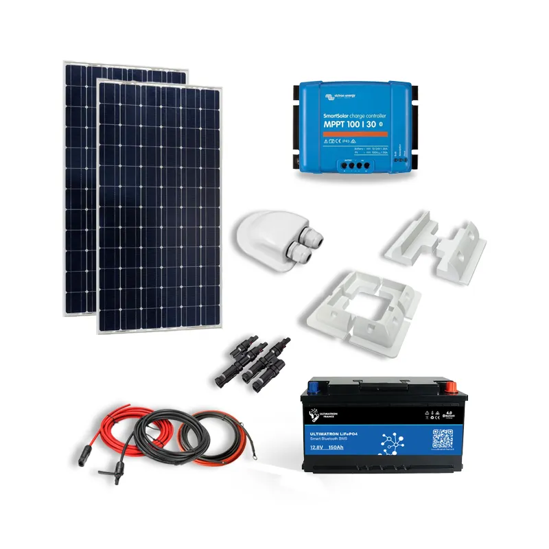 Kit solaire 350w 12v autonome-stockage batterie lithium - Victron